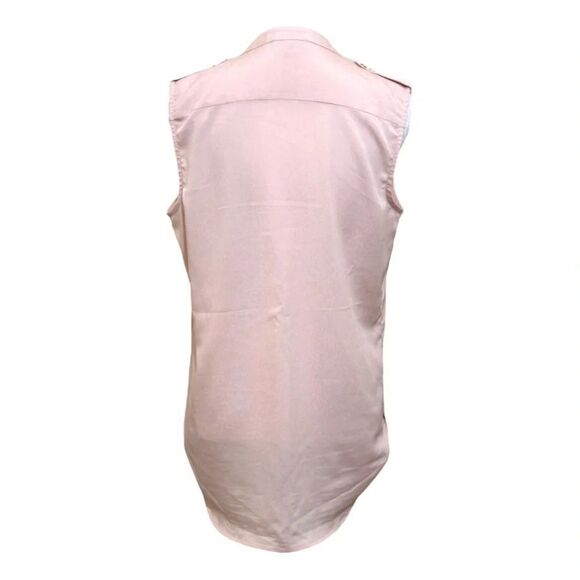 Penelope Women’s Sheer Sleeveless Blush Button-Up Blouse | Size XL - Picture 3 of 4